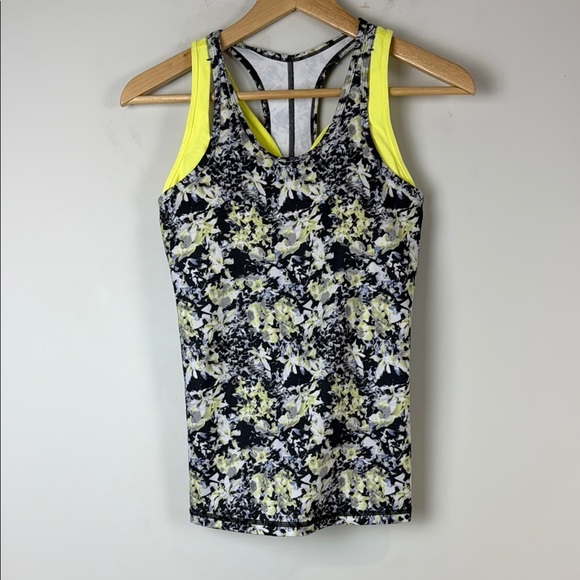 Lululemon Inspiration Tank II Crosscourt Petal Black Clarity Yellow - Picture 2 of 8
